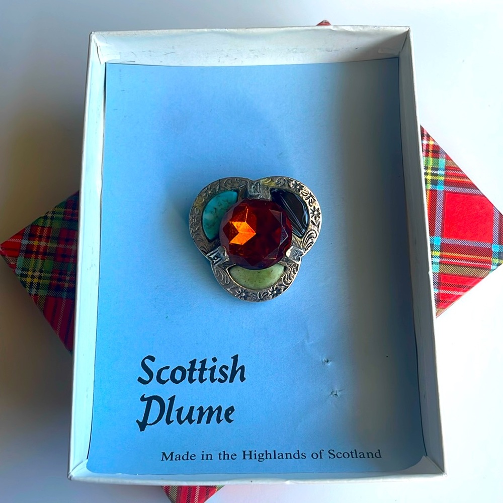 Scottish silver with Amber kilt pin or brooch